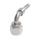 Steel Flat Crimp Fitting, 7/16-20 Female Swivel, -04 Hose, 90 deg Elbow