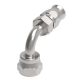 Steel Reusable 1 Wire Braid Teflon Fitting, 5/8-18 Female JIC 37 deg Flare Swivel, -06 Hose, 90 deg Elbow