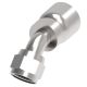 Steel Crimp 1 Wire Braid Reduced Bore Fitting, 7/8-14 Female JIC 37 deg Flare Swivel, -10 Hose, 45 deg Elbow