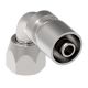 Steel Crimp 1 Wire Braid Reduced Bore Fitting, 3/4-16 Female JIC 37 deg Flare Swivel, -08 Hose, 90 deg Elbow