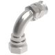 Steel Reusable 1 Wire Braid Teflon Fitting, 1-5/16-12 Female JIC 37 deg Flare Swivel, -16 Hose, 90 deg Elbow