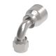 Global TTC 1 & 2 Wire Braid Steel Crimp Fitting, 7/8-14 Female JIC 37 deg Flare Swivel, -10 Hose, 90 deg Elbow