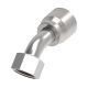 Global TTC 1 & 2 Wire Braid Steel Crimp Fitting, 1-3/16-12 Female O-Ring Face Seal Swivel, -12 Hose, 45 deg Elbow