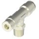 Brass Push>Connect Tube Fitting, 0.25 Inch Tube OD Run To 1/8-27 Male NPT Swivel Branch, Tee
