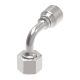 Global TTC 1 & 2 Wire Braid Steel Crimp Fitting, 9/16-18 Female O-Ring Face Seal Swivel, -04 Hose, 90 deg Elbow