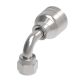 Global TTC 1 & 2 Wire Braid Steel Crimp Fitting, 9/16-18 Female JIC 37 deg Flare Swivel, -06 Hose, 90 deg Elbow