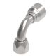 Global TTC 1 & 2 Wire Braid Steel Crimp Fitting, 3/4-16 Female JIC 37 deg Flare Swivel, -06 Hose, 90 deg Elbow