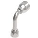 Global TTC 1 & 2 Wire Braid Steel Crimp Fitting, 3/4-16 Female JIC 37 deg Flare Swivel, -08 Hose, Long 90 deg Elbow