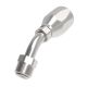 Steel Reusable 1 Wire Braid Reduced Bore Fitting, 3/4-18 SAE Male Inverted Flare, -08 Hose, 45 deg Elbow