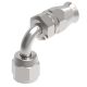 Steel Reusable 1 Wire Braid Teflon Fitting, 7/16-20 Female JIC 37 deg Flare Swivel, -04 Hose, 90 deg Elbow