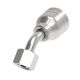 Global TTC 1 & 2 Wire Braid Steel Crimp Fitting, M18 x 1.5 Female German DIN 3902 24 deg Flare Light Duty Swivel, -06 Hose, 45 deg Elbow