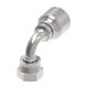 Global TTC 1 & 2 Wire Braid Steel Crimp Fitting, 1-11/16-12 Female O-Ring Face Seal Swivel, -20 Hose, 90 deg Elbow