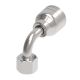 Global TTC 1 & 2 Wire Braid Steel Crimp Fitting, M22 x 1.5 Female German DIN 3902 24 deg Flare Light Duty Swivel, -08 Hose, 90 deg Elbow