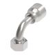 Global TTC 1 & 2 Wire Braid Steel Crimp Fitting, M36 x 2 Female German DIN 3902 24 deg Flare Light Duty Swivel, -16 Hose, 90 deg Elbow