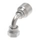 Global TTC 1 & 2 Wire Braid Steel Crimp Fitting, 1-7/16-12 Female O-Ring Face Seal Swivel, -12 Hose, 90 deg Elbow