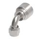 Global TTC 1 & 2 Wire Braid Steel Crimp Fitting, 7/16-20 Female JIC 37 deg Flare Swivel, -06 Hose, 90 deg Elbow