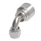 Global TTC 1 & 2 Wire Braid Steel Crimp Fitting, 1/2-20 Female JIC 37 deg Flare Swivel, -04 Hose, 90 deg Elbow