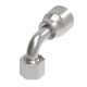 Global TTC 1 & 2 Wire Braid Steel Crimp Fitting, 11/16-16 Female O-Ring Face Seal Swivel, -04 Hose, 90 deg Elbow