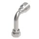 Global TTC 1 & 2 Wire Braid Steel Crimp Fitting, 11/16-16 Female O-Ring Face Seal Swivel, -04 Hose, Long 90 deg Elbow