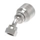 Global TTC 1 & 2 Wire Braid Steel Crimp Fitting, 13/16-16 Female O-Ring Face Seal Swivel, -06 Hose, 45 deg Elbow