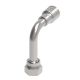Global TTC 1 & 2 Wire Braid Steel Crimp Fitting, 13/16-16 Female O-Ring Face Seal Swivel, -06 Hose, Long 90 deg Elbow
