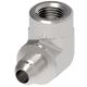 Steel Adapter, 1/4-18 Female NPT To 1/2-20 Male JIC 37 deg Flare, 90 deg Elbow