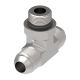 Steel Adapter, 7/16-20 Male SAE O-Ring Boss (Straight Thread O-Ring) Branch To 7/16-20 Male JIC 37 deg Flare Run, Tee