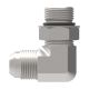 Steel Adapter, 1-5/8-12 Male SAE O-Ring Boss (Straight Thread O-Ring) To 1-5/8-12 Male JIC 37 deg Flare, 90 deg Elbow