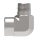Steel Adapter, 3/8-18 Male NPT To 1/4-18 Female NPT, 90 deg Elbow