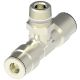 Brass Push>Connect Tube Fitting, 0.38 Inch Tube OD Run To 1/4-18 Male NPT Swivel Branch, Tee