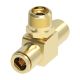 Brass Push>Connect Air Brake Tube Fitting, 0.38 Inch Tube OD Run To 1/4-18 Male NPT Swivel Branch, Tee