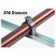 100-200 Series Pipe & Tubing Support Clamp, 1/4 inch Tubing, Clamp: 316 SS, Nut: SS Nylock, Stud / Bolt: SS weld stud