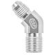 Stainless Steel Adapter, 1/8-27 Male NPT To 7/16-20 Male JIC 37 deg Flare, 45 deg Elbow