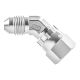 Stainless Steel Adapter, 7/16-20 Male JIC 37 deg Flare To 7/16-20 Female JIC 37 deg Flare Swivel, 45 deg Elbow