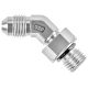 Stainless Steel Adapter, 9/16-18 Male SAE O-Ring Boss (Straight Thread O-Ring) To 9/16-18 Male JIC 37 deg Flare, 45 deg Elbow