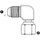 Steel Adapter, M18 x 1.5 Male Komatsu To M18 x 1.5 Female Komatsu, 90 deg Elbow