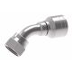 Global TTC 1 & 2 Wire Braid Steel Crimp Fitting, 1-14 Female O-Ring Face Seal Swivel, -08 Hose, 45 deg Elbow