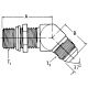 Steel Adapter, 3/4-16 Male SAE O-Ring Boss (Straight Thread O-Ring) To 9/16-18 Male JIC 37 deg Flare, 45 deg Elbow