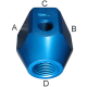 Blue Anodized Aluminum Fuel Block, 1/4, 1/4, 1/8, & 3/8 Inch Female NPT Ports