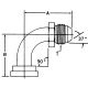Steel Adapter, 0.75 Inch Code 62 Split Flange To 1-5/16-12 Male JIC 37 deg Flare, 90 deg Elbow (For pressures thru 6 Spiral Hose)