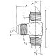 Steel Adapter, 3/8-24 Male JIC 37 deg Flare Branch To 3/8-24 Male JIC 37 deg Flare Run, Tee