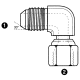 Steel Adapter, 1/4-19 Male JIS 30 deg Flare To 1/4-19 Female JIS 30 deg Flare Swivel, 90 deg Elbow