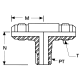 Stainless Steel Adapter, 1/4-18 Male NPT Branch To 7/16-20 Male JIC 37 deg Flare Run, Tee