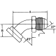 Steel Adapter,  Inch Code 62 Split Flange To 1-7/8-12 Male JIC 37 deg Flare, 45 deg Elbow