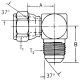 Steel Adapter, 9/16-18 Female JIC 37 deg Flare Swivel To 1/2-20 Male JIC 37 deg Flare, 90 deg Elbow