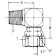 Steel Adapter, 1/4-18 Male NPT To 1/2-20 Female JIC 37 deg Flare Swivel, 90 deg Elbow