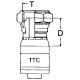 Global TTC 1 & 2 Wire Braid Stainless Steel Crimp Fitting, G 3/8 Female BSPP (British Parallel) 60 deg Cone Swivel, -06 Hose, Straight