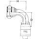 Global TTC 1 & 2 Wire Braid Stainless Steel Crimp Fitting, G 3/8 Female BSPP (British Parallel) 60 deg Cone Swivel, -06 Hose, 90 deg Elbow