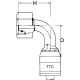 Global TTC 1 & 2 Wire Braid Stainless Steel Crimp Fitting, M18 x 1.5 Female DKO (German) Heavy Series, -04 Hose, 90 deg Elbow