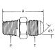 Brass Adapter, 3/8-18 Male NPT To 1/2-20 Male SAE 45 deg Flare, Straight